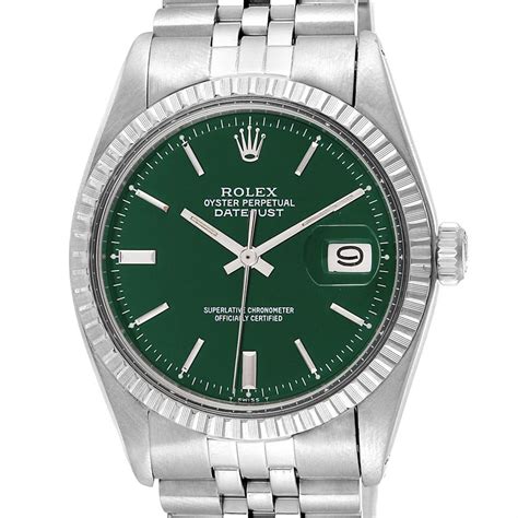 rolex oyster perpetual datejust 1603 green dial|rolex datejust 16013 production year.